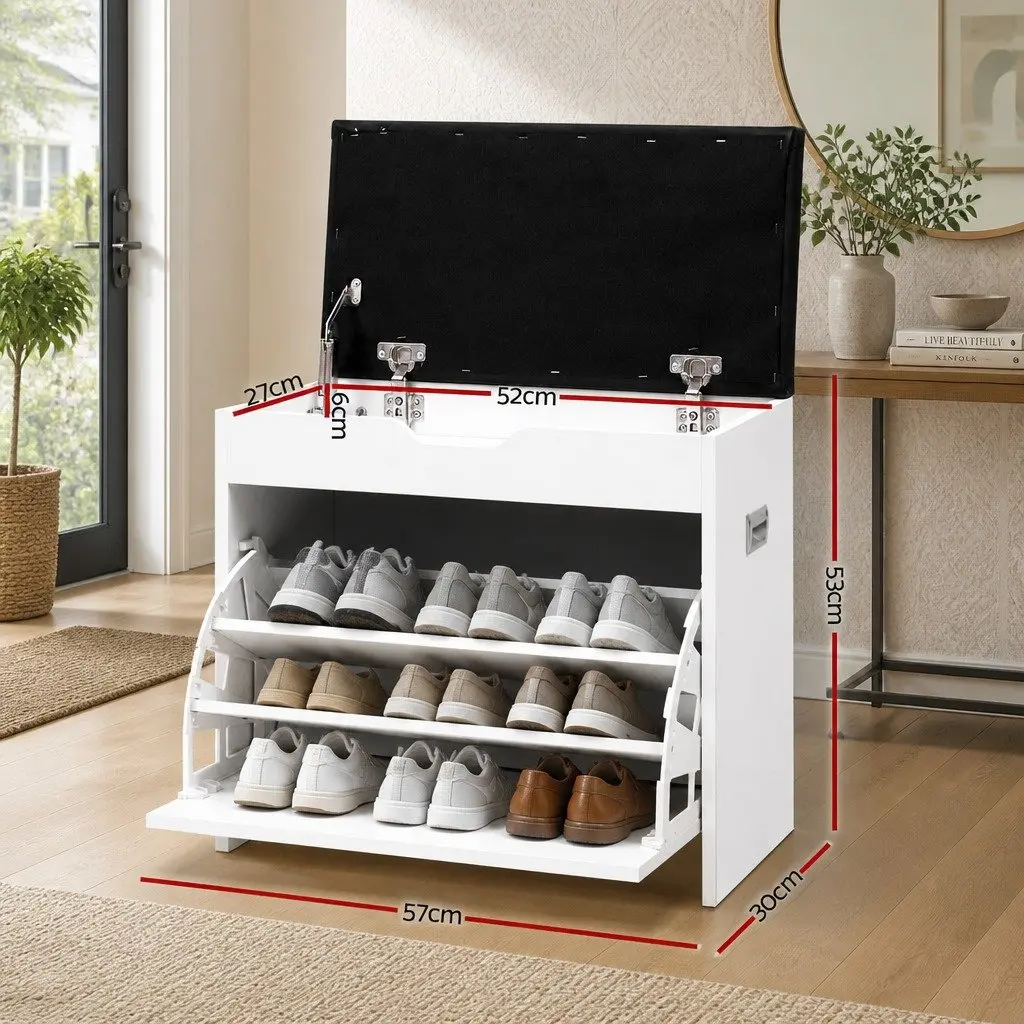Shoe Rack Cabinet Bench with 3-Tier Storage