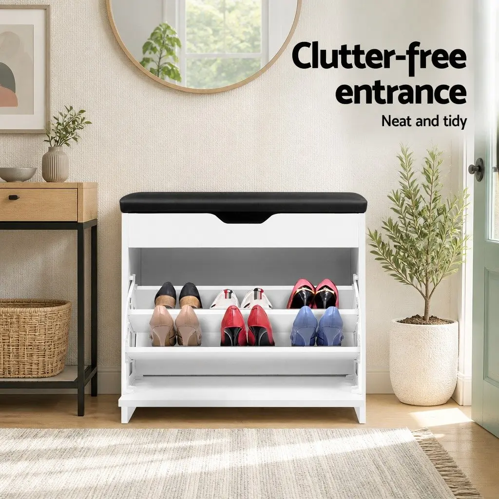 Shoe Rack Cabinet Bench with 3-Tier Storage