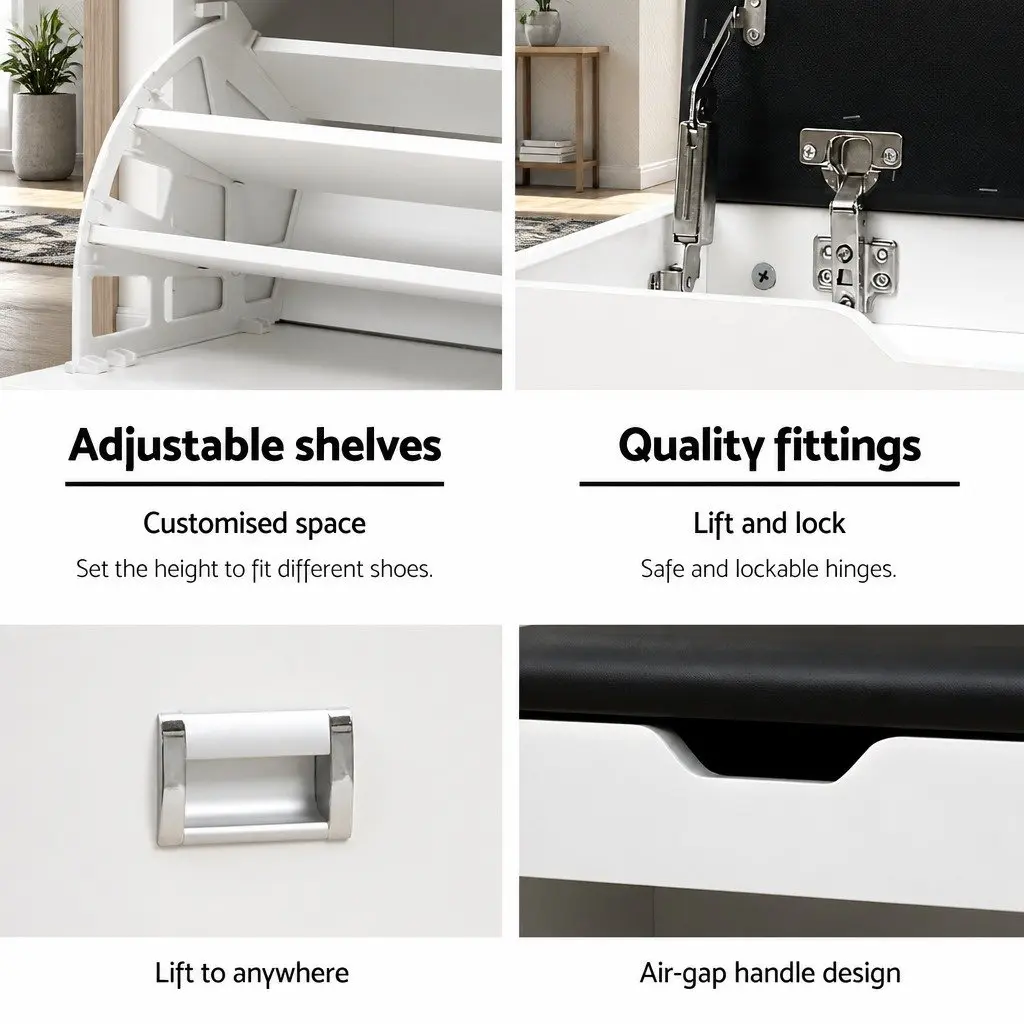 Shoe Rack Cabinet Bench with 3-Tier Storage