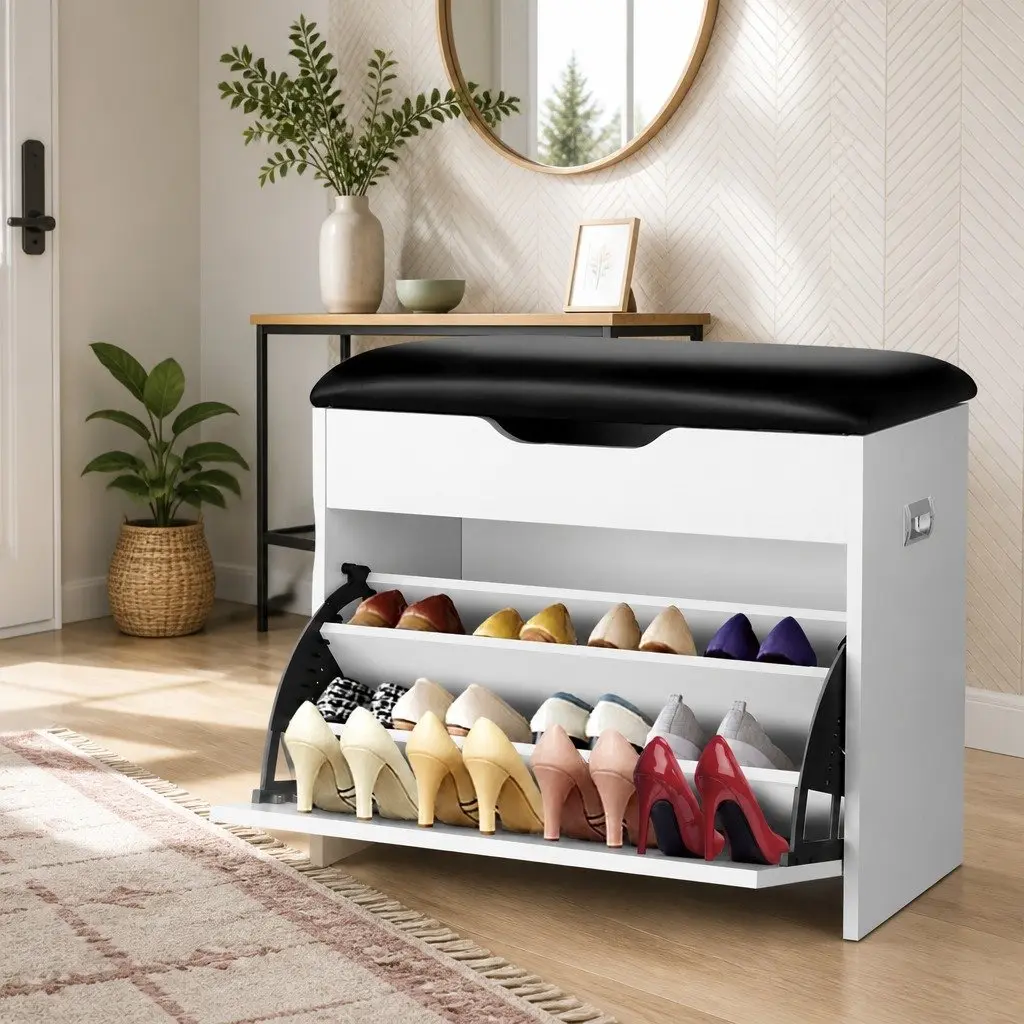 Shoe Rack Cabinet Bench with 3-Tier Storage