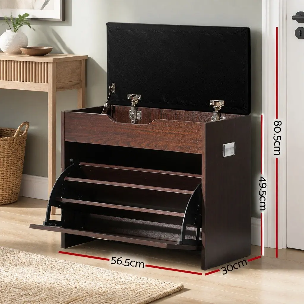 3-Tier Shoe Rack Cabinet Bench with Adjustable Shelves