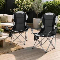 Portable Folding Camping Chair with High Comfort, Grey, 2 Pack