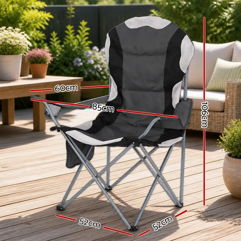 Folding Camping Chair Steel 85 x 60 x 106 cm Grey 2 Pack