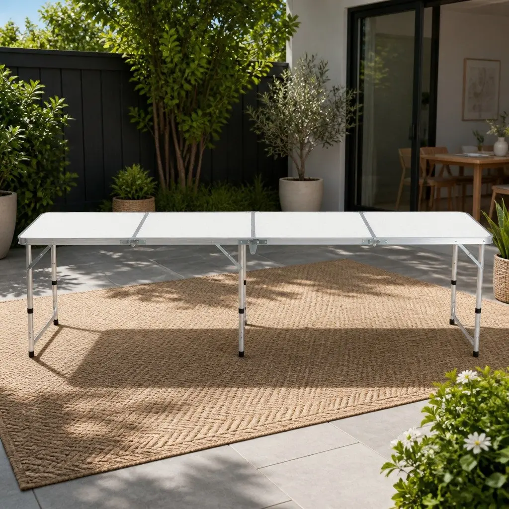 Folding Camping Table Aluminium 240CM Silver