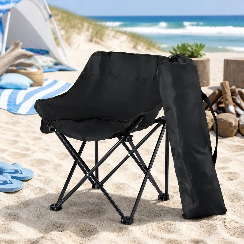 Black Folding Camping Moon Chair 120KG