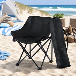 Durable Black Folding Camping Moon Chair 120KG