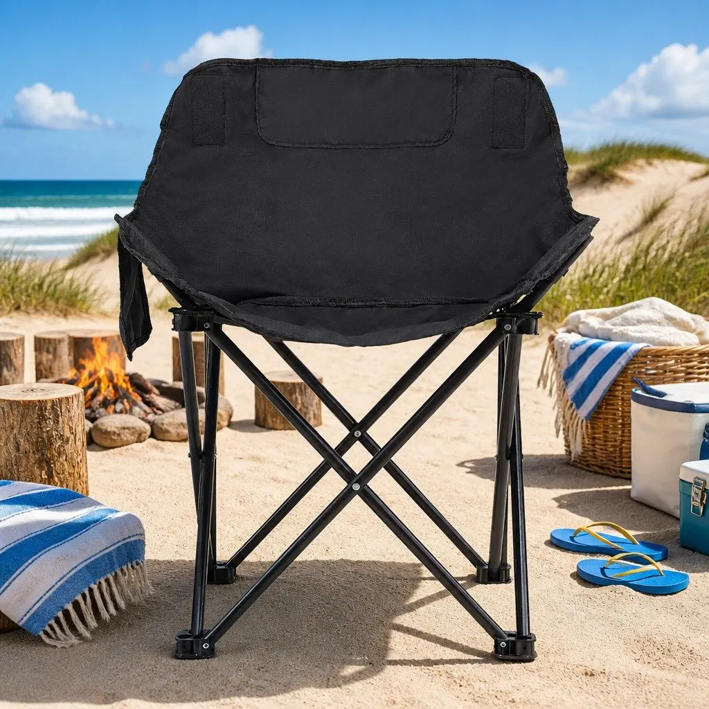 Black Folding Camping Moon Chair 120KG