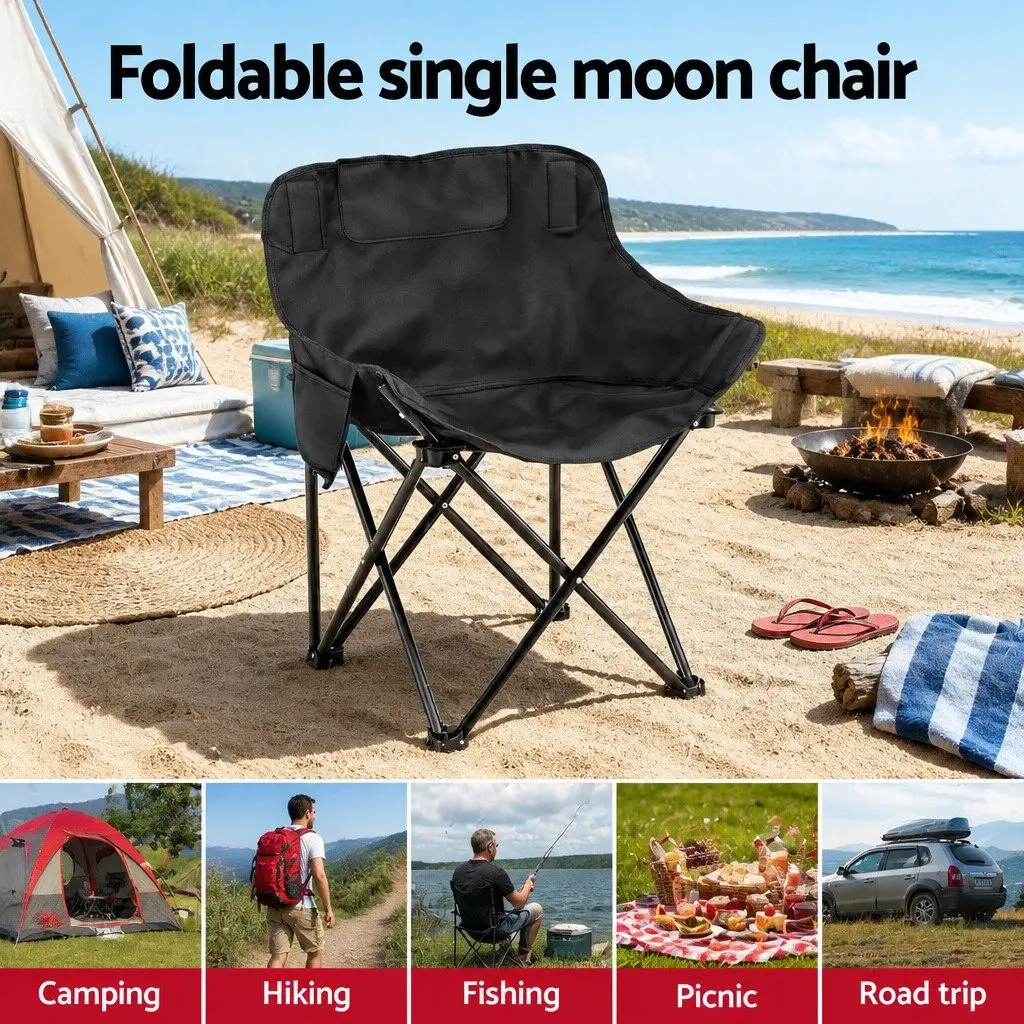 Black Folding Camping Moon Chair 120KG