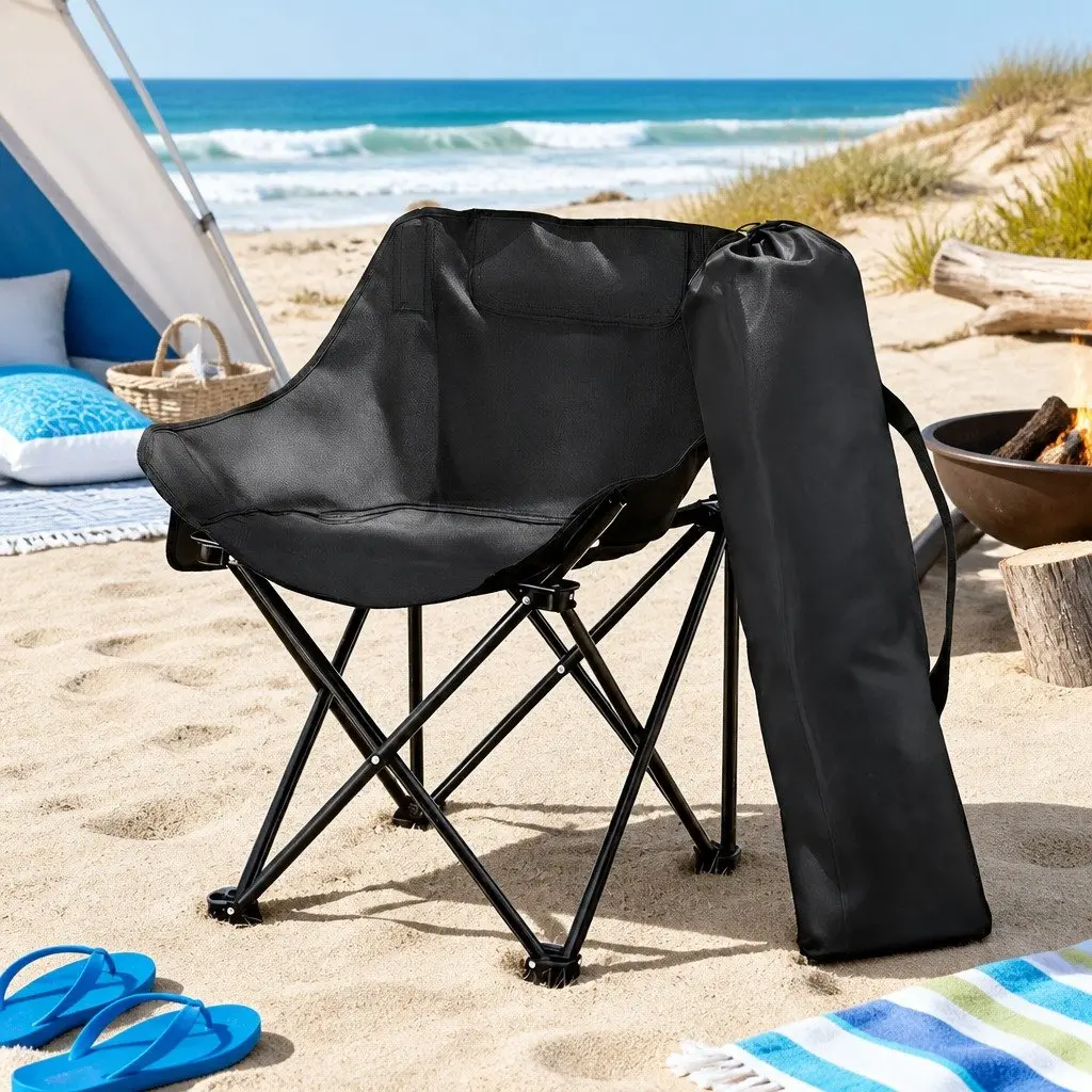 Black Folding Camping Moon Chair 120KG