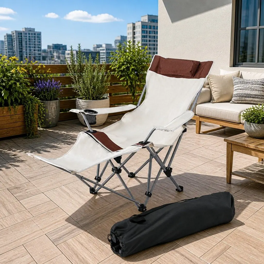 2-in-1 Reclining Camping Chair with Adjustable Backrest