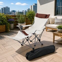 Durable 2-in-1 Reclining Camping Chair with Adjustable Backrest