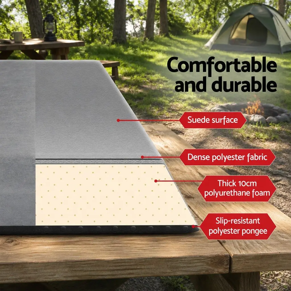 Self Inflating Double Camping Mattress Grey 187x132cm