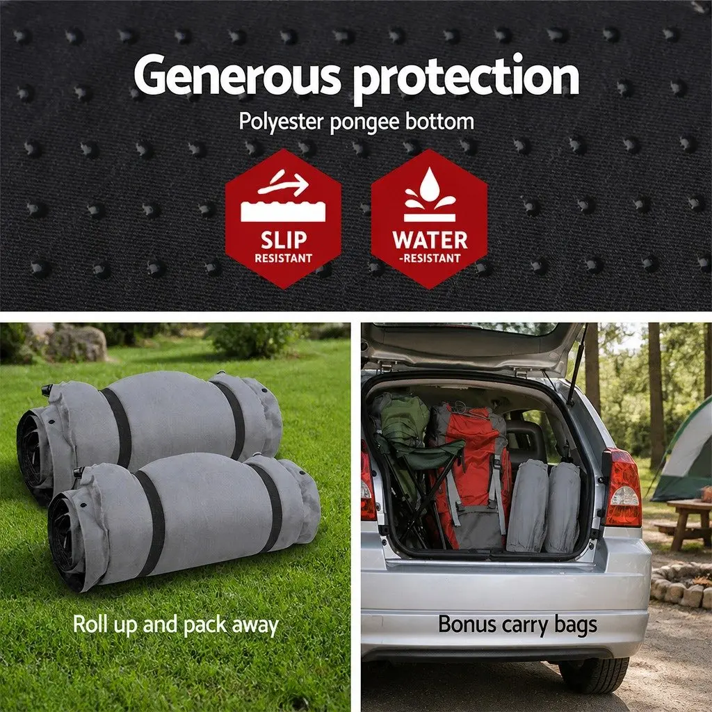 Self Inflating Double Camping Mattress Grey 187x132cm