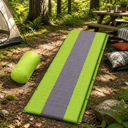 Self-Inflating Green Camping Sleeping Mat with Carry Bag