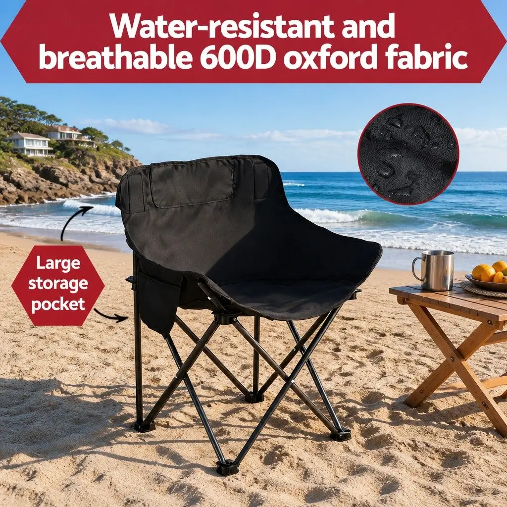 Camping Table Chair Set Aluminium Steel 3 Piece Black Silver