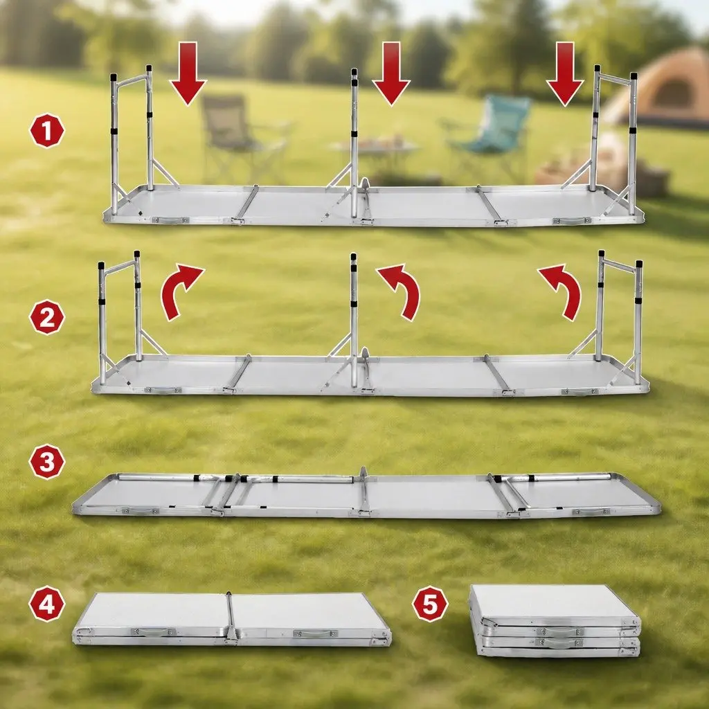 Camping Table Chair Set Aluminium Steel 7 Piece Black