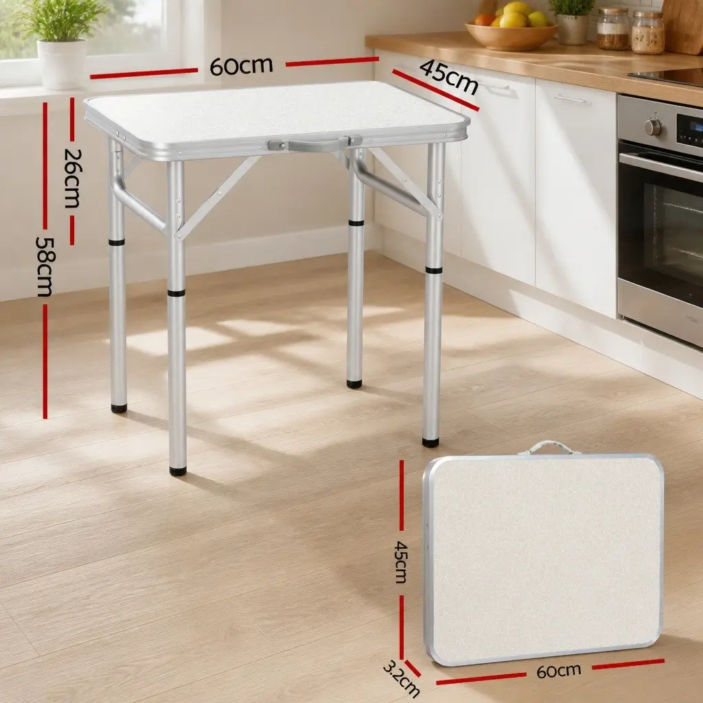 Portable 60CM Folding Camping Table with Adjustable Height