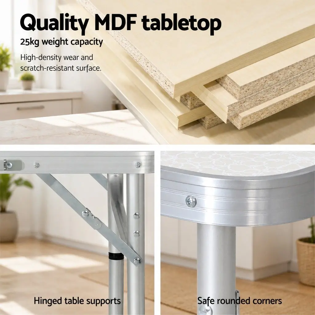 Portable 60CM Folding Camping Table with Adjustable Height