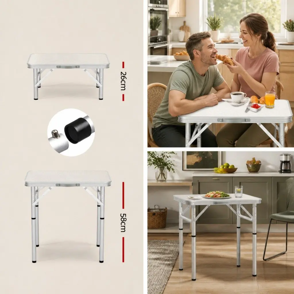 Portable 60CM Folding Camping Table with Adjustable Height