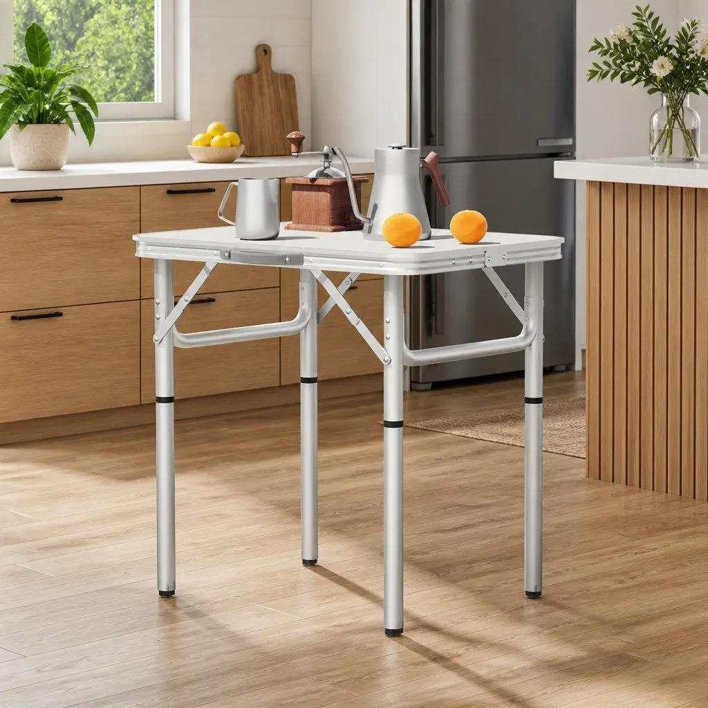 Portable 60CM Folding Camping Table with Adjustable Height
