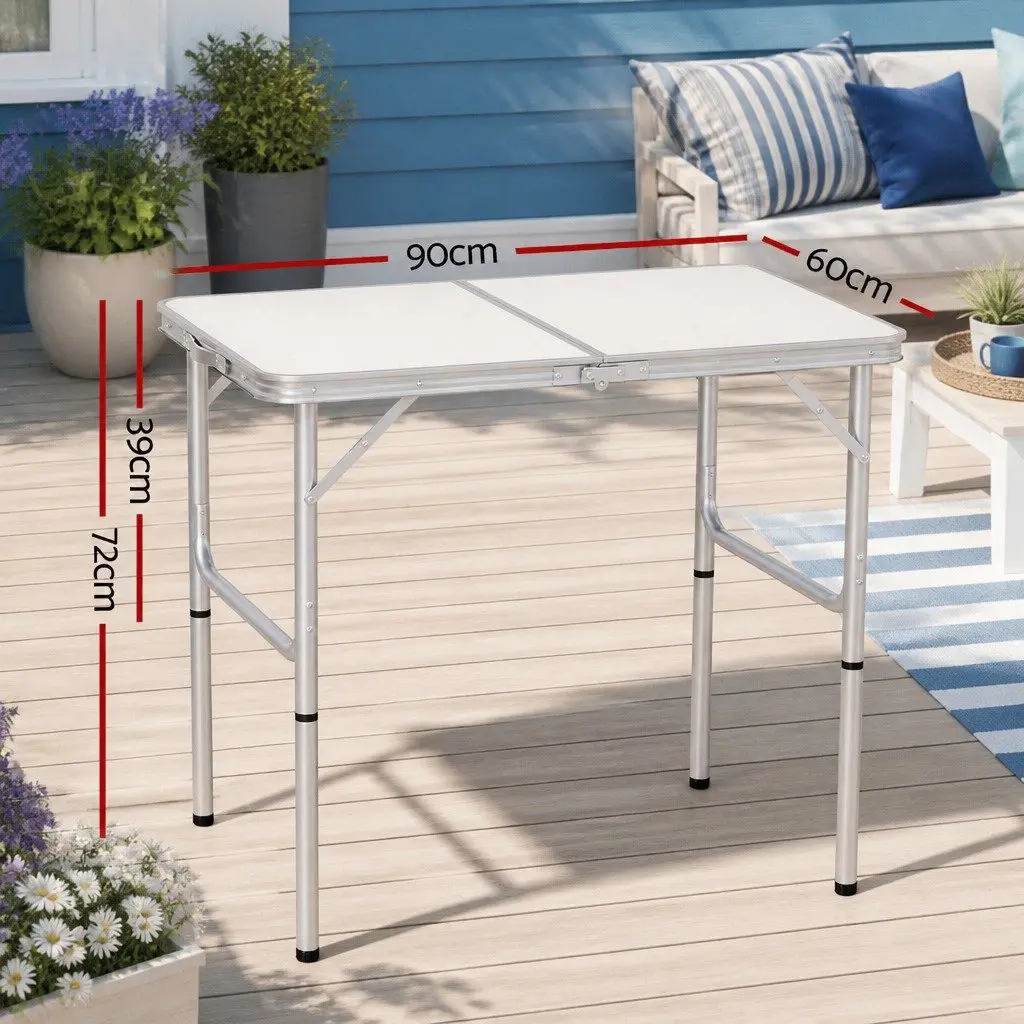 Folding Camping Table 90cm with Adjustable Height