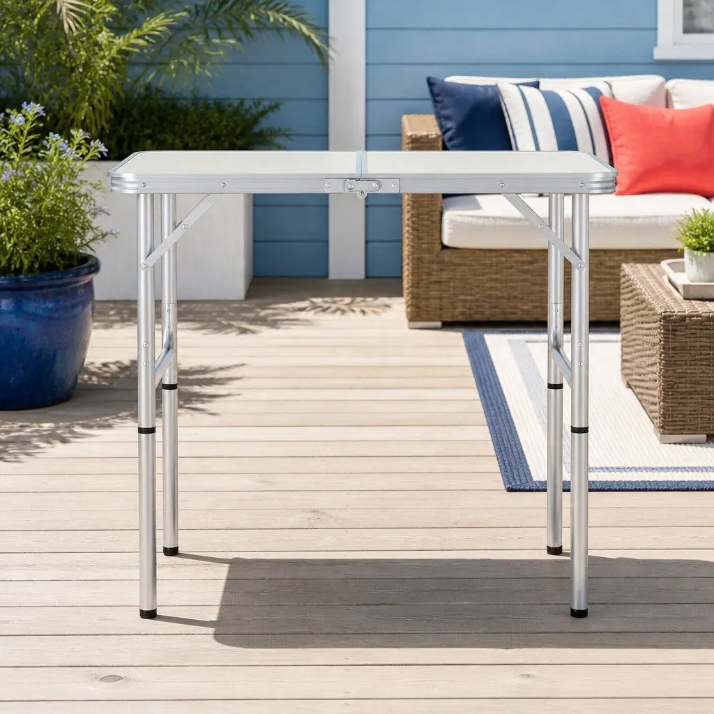 Folding Camping Table 90cm with Adjustable Height