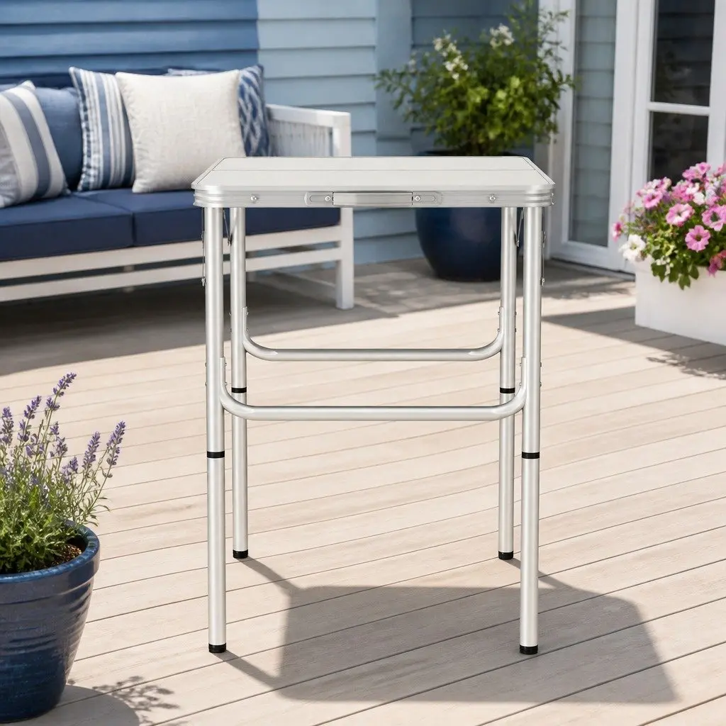 Folding Camping Table 90cm with Adjustable Height