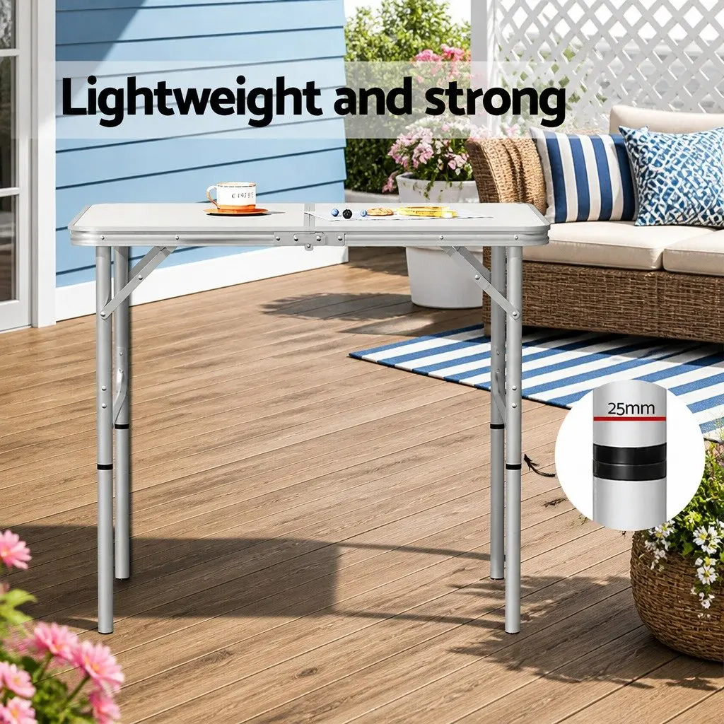 Folding Camping Table 90cm with Adjustable Height