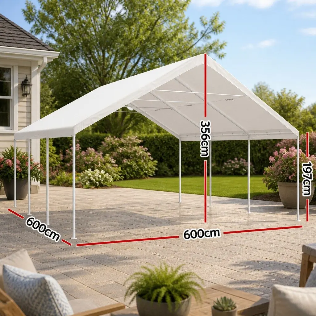 6x6m Carport with Durable Steel Frame
