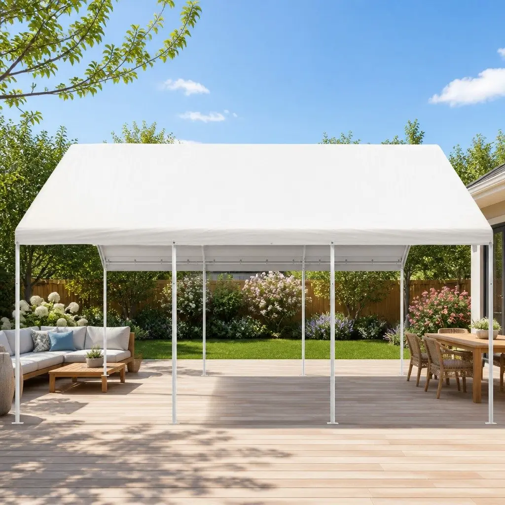 6x6m Carport with Durable Steel Frame