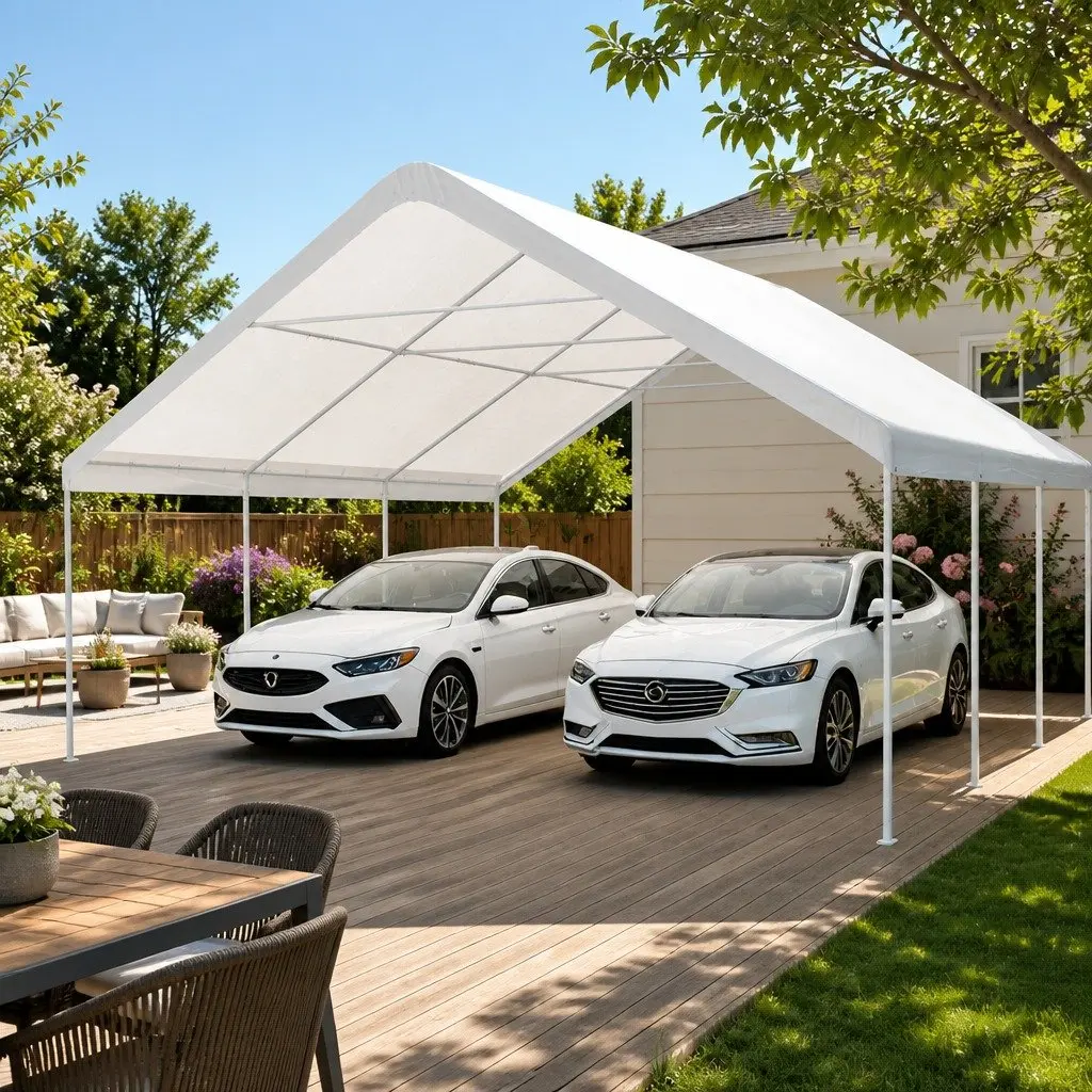 6x6m Carport with Durable Steel Frame