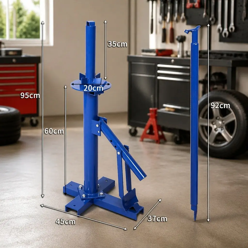 Motorcycle Tire Changer Tool Steel Blue 8"-18" Rim Manual Pry Bar Floor Mount