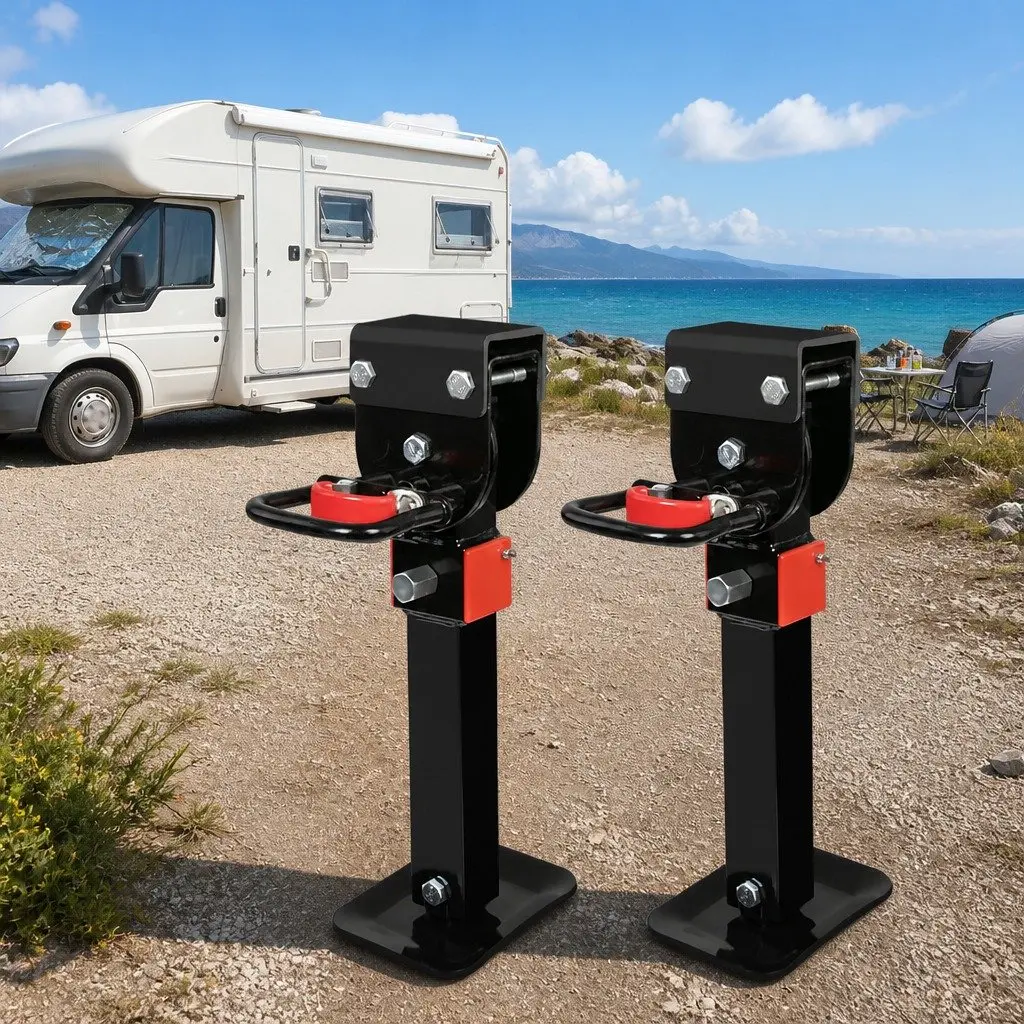 Caravan Stabiliser Legs Galvanised Steel 410-545mm Silver Black