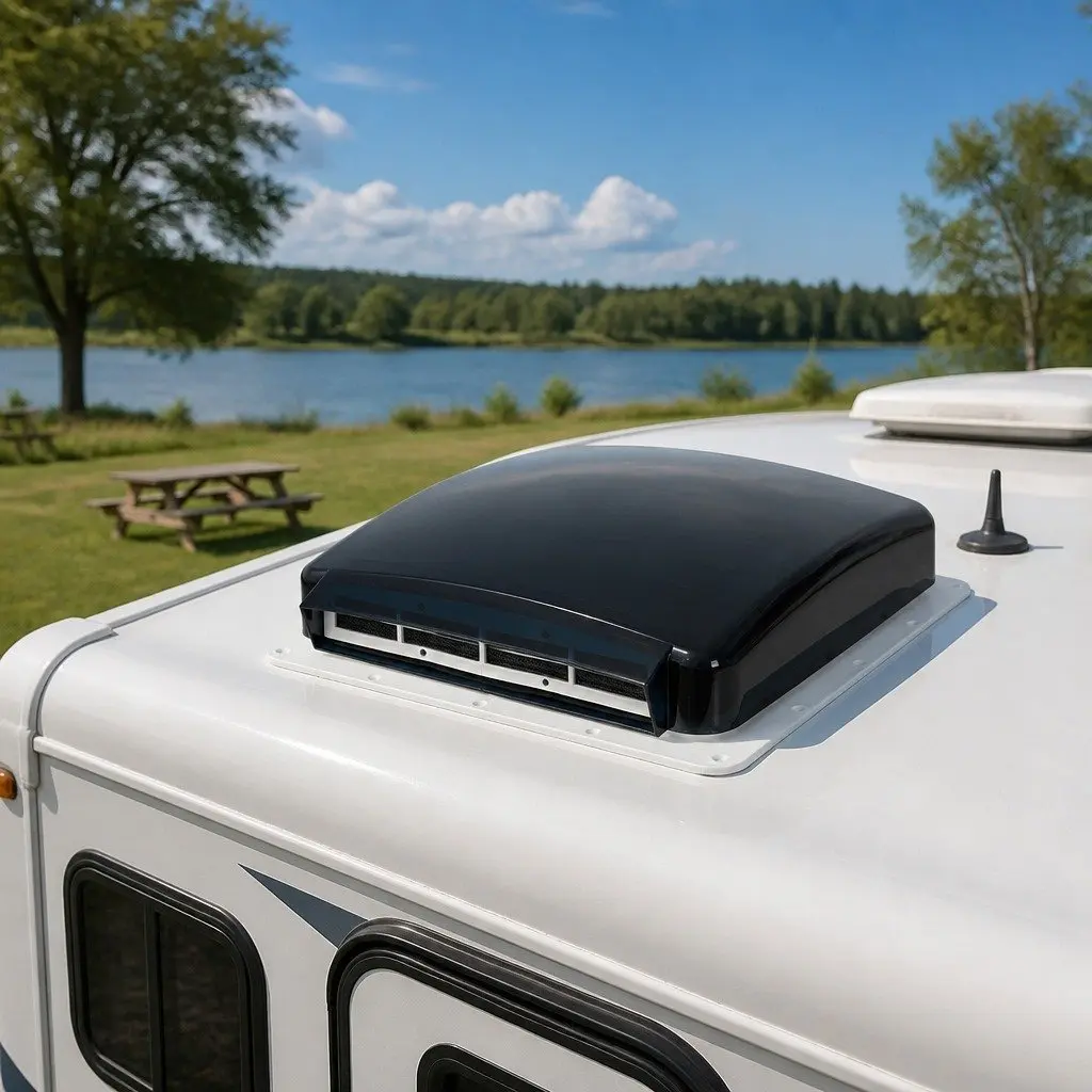 Caravan Roof Vent Fan 12V ABS PC 42cm x 42cm x 12cm White Reversible Airflow Adjustable Speed