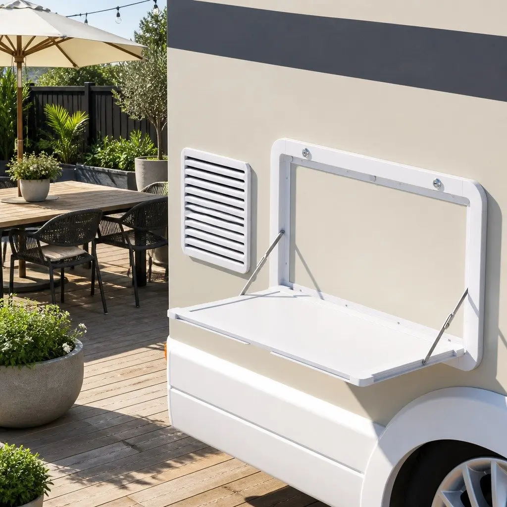 Lockable Folding Caravan Table 800 x 450mm Durable White