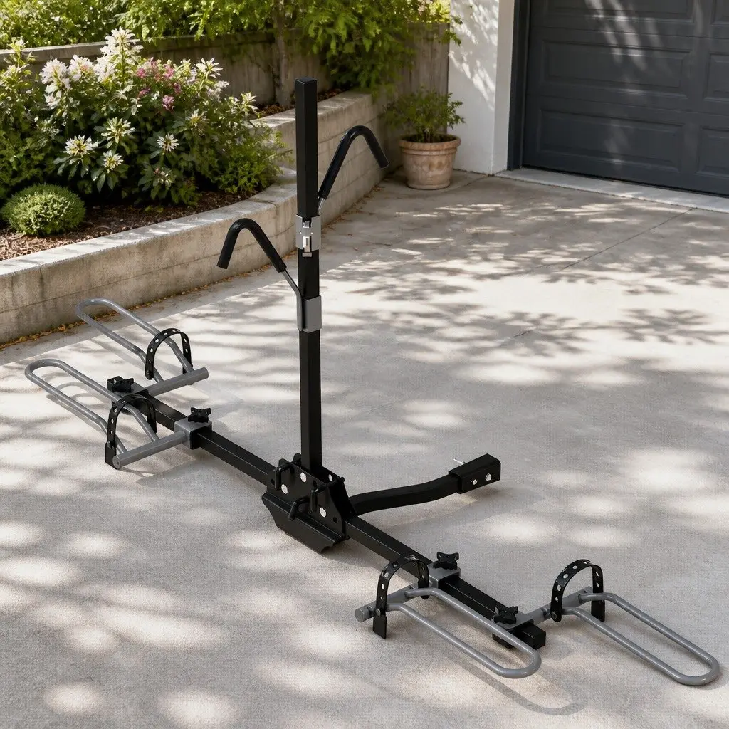Bicycle Carrier Rack Steel 2 Bike Hitch Mount Foldable Black
