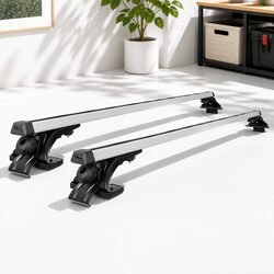 Car Roof Rack Universal Aluminum Cross Bar Adjustable 145cm Bare Roof Silver