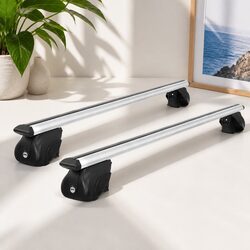 Car Roof Rack Cross Bar 111cm Silver Aluminium Universal Holder Anti-Theft Keys
