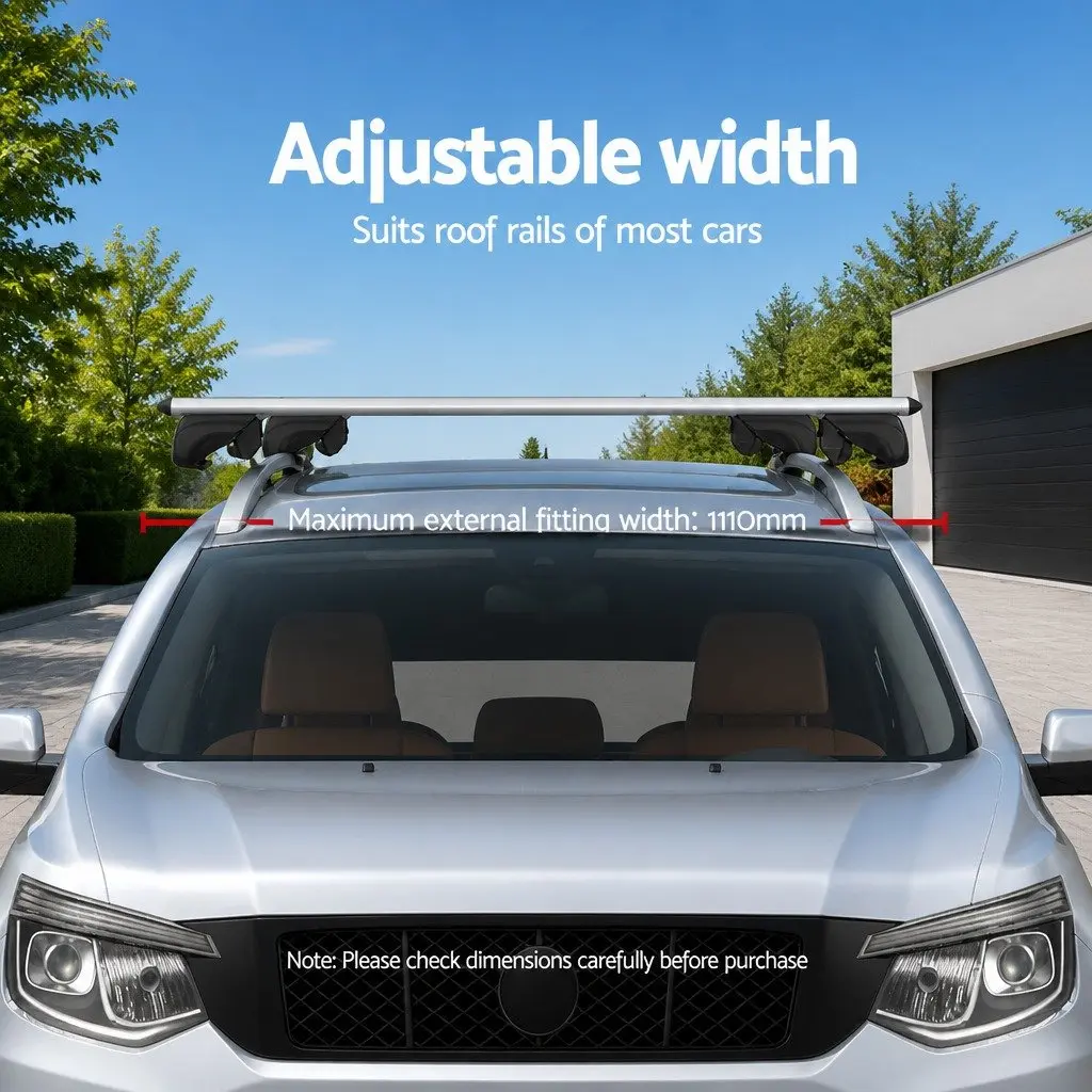 Car Roof Rack Aluminium 111cm Silver Universal Cross Bar