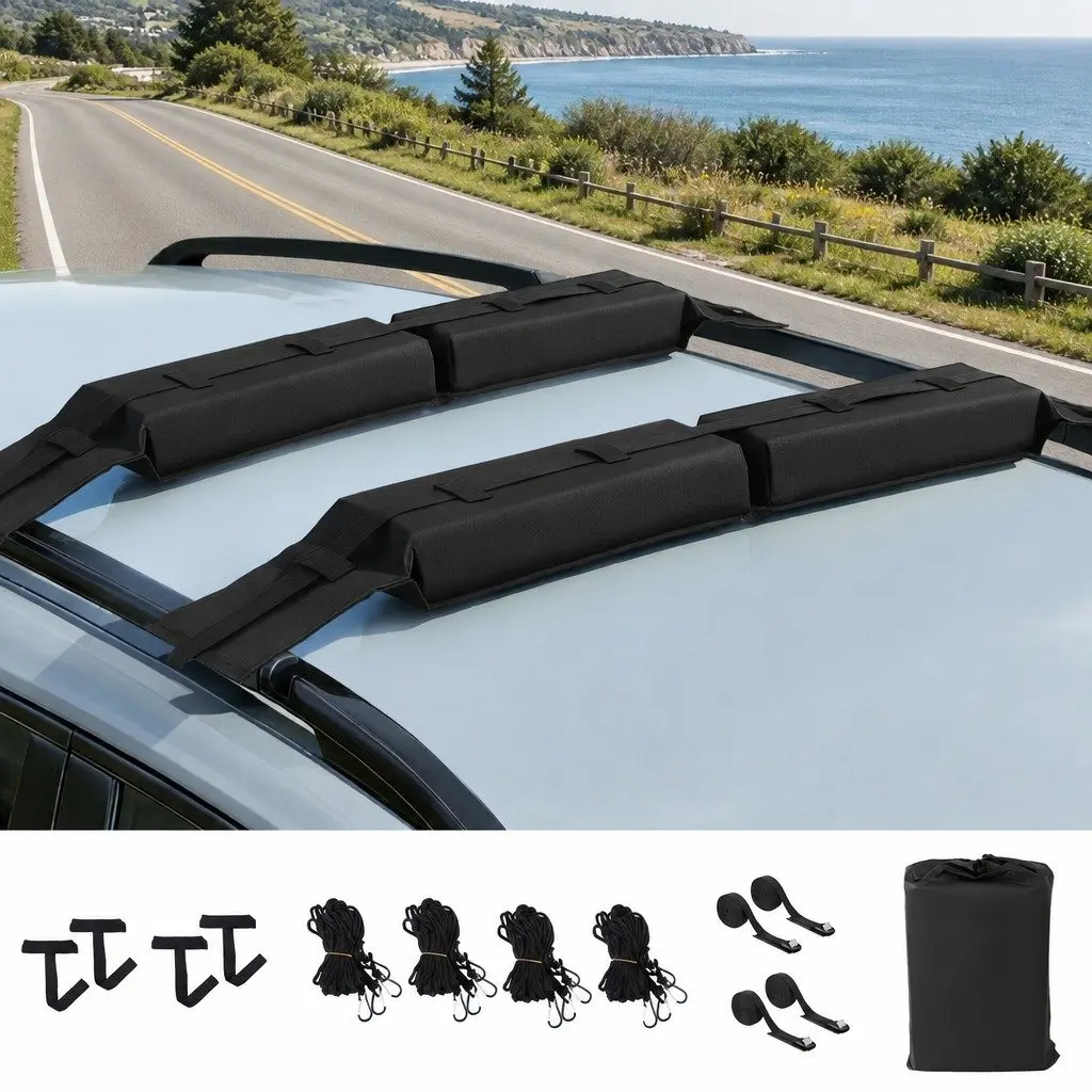 Soft Roof Rack Pads Oxford Fabric 120cm Black 2 Piece