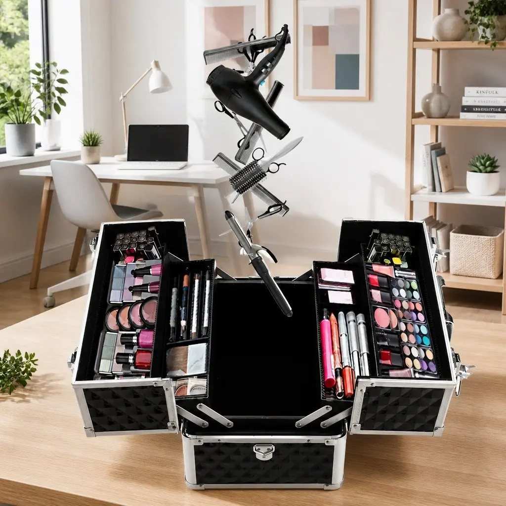 Portable Cosmetic Beauty Makeup Case Storage Organiser Diamond Black