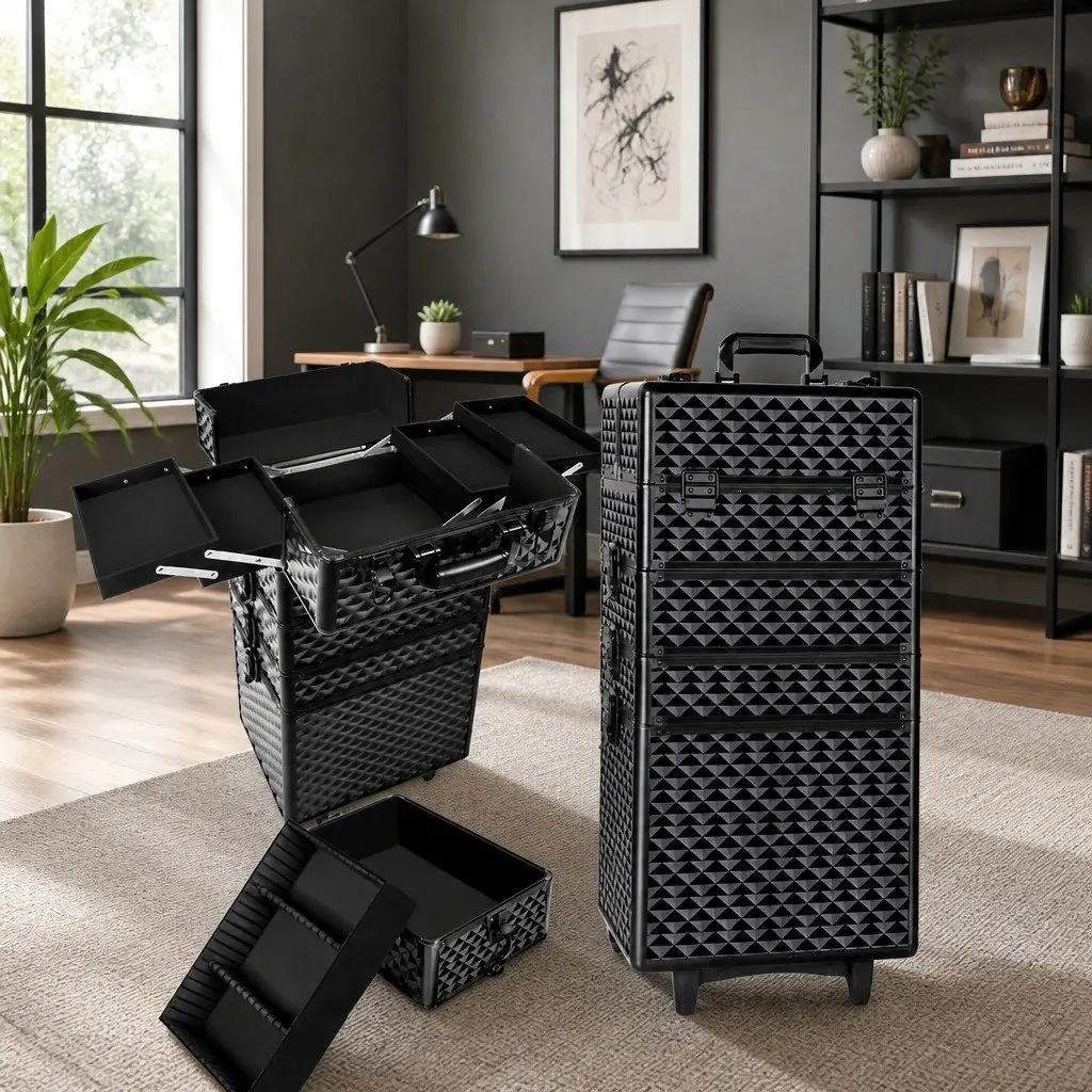 Beauty Trolley Makeup Case with 4 Layers