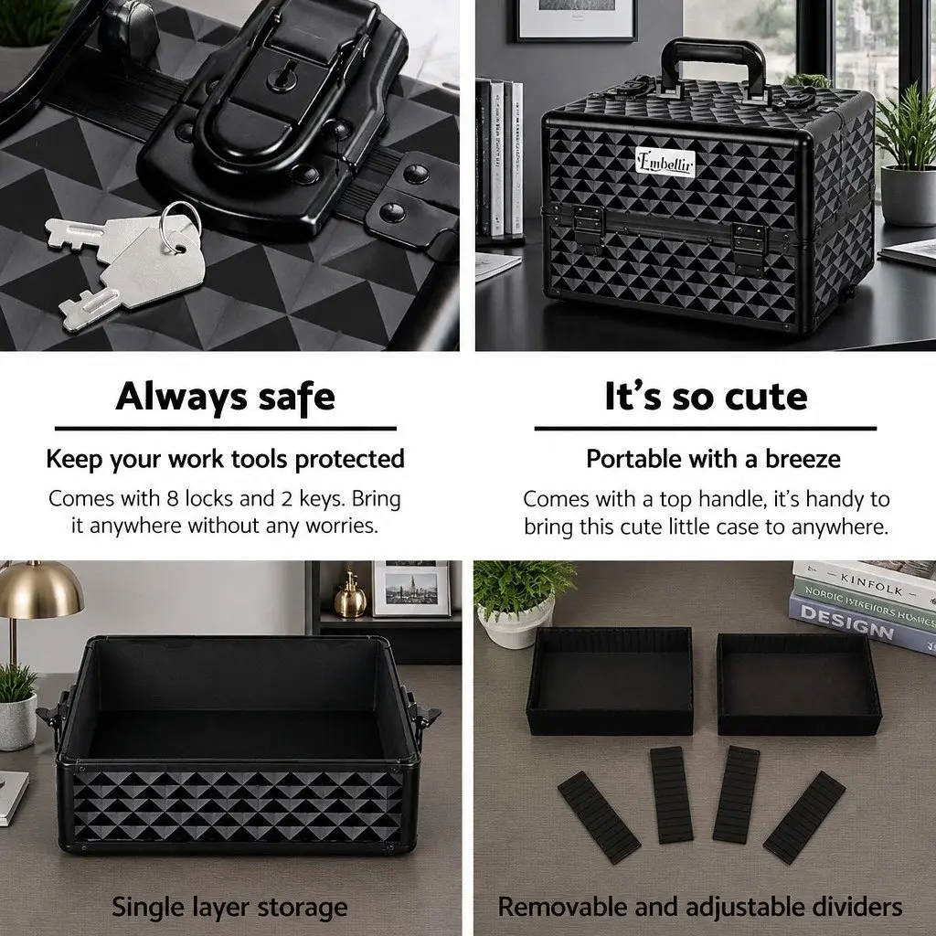 Beauty Trolley Makeup Case with 4 Layers