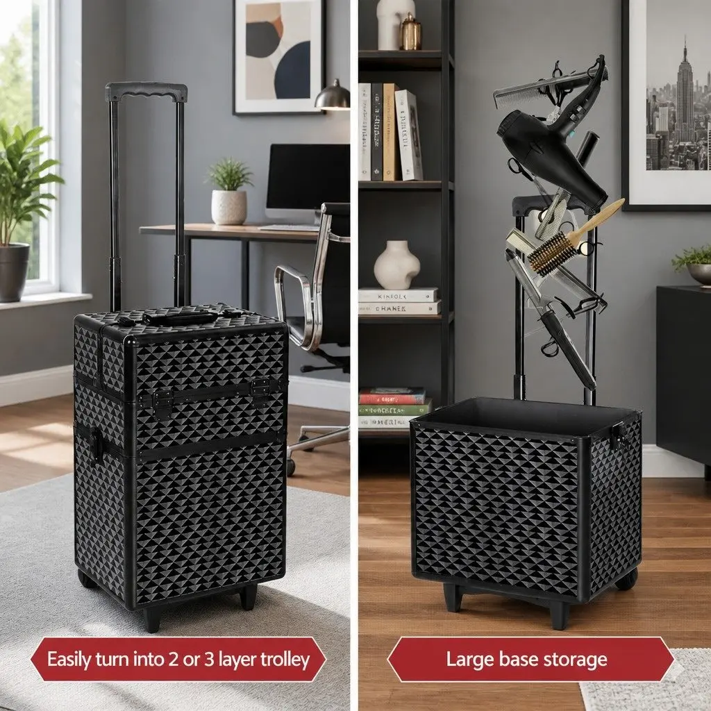 Beauty Trolley Makeup Case with 4 Layers
