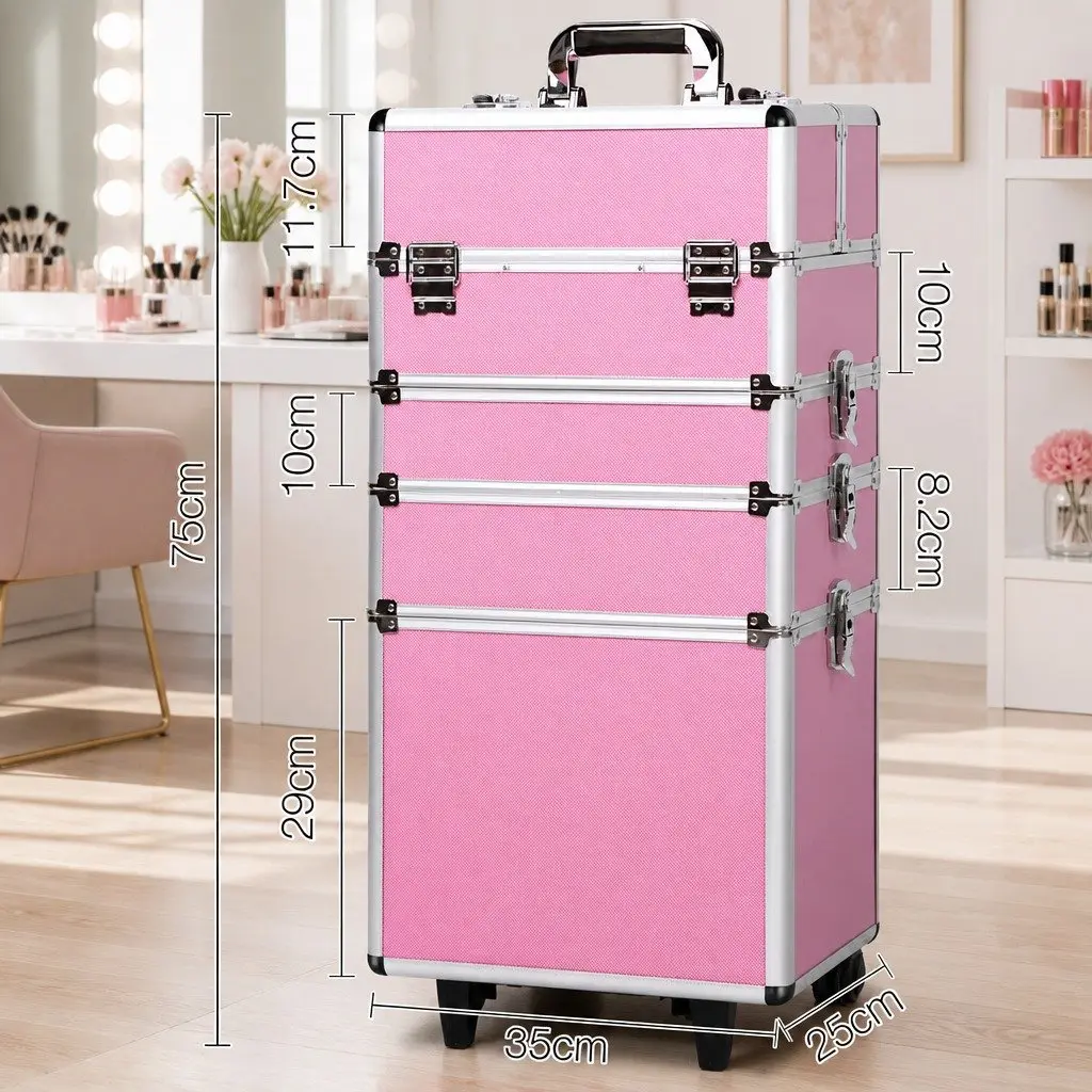 Makeup Trolley with Velvet Lining and Wheels