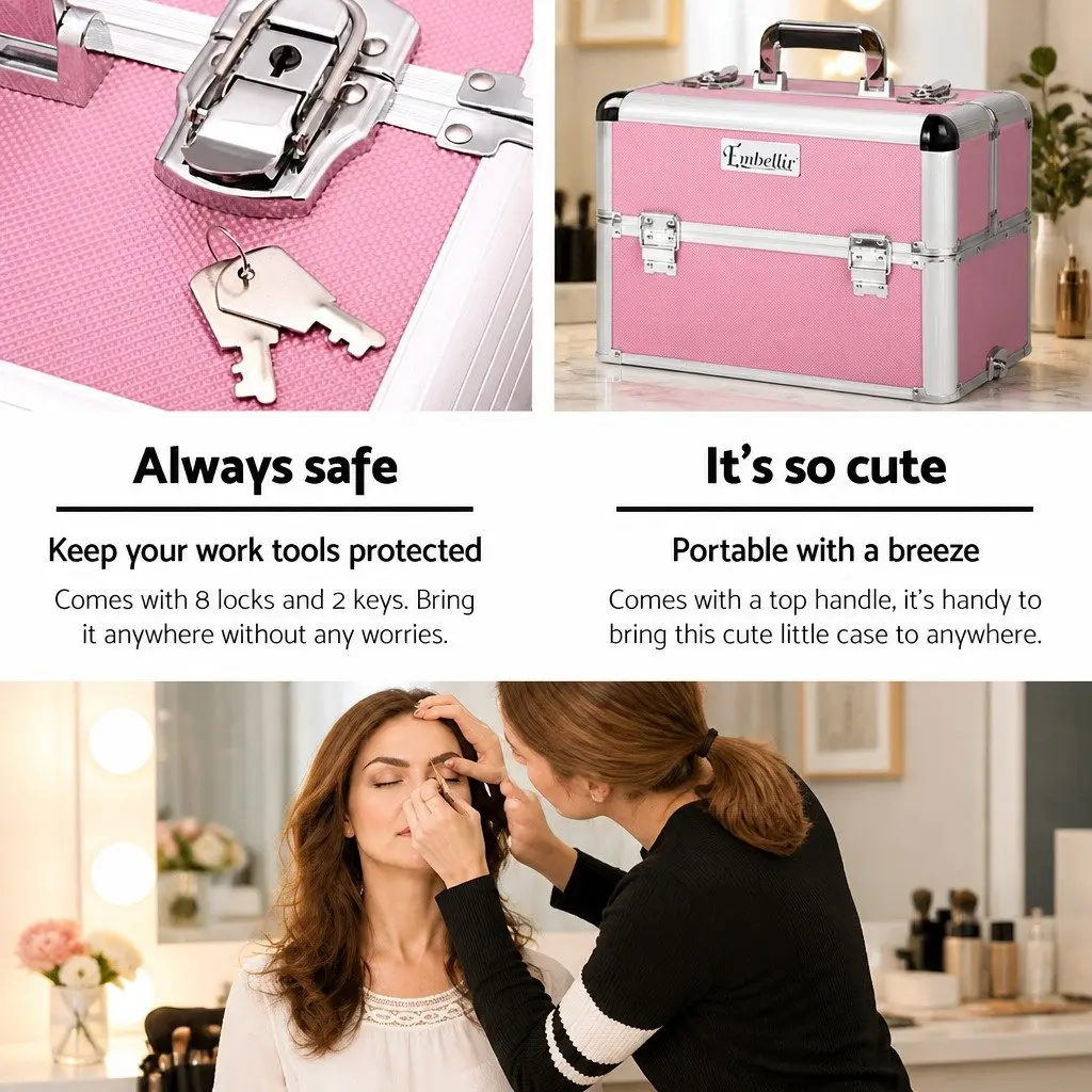 Makeup Trolley with Velvet Lining and Wheels
