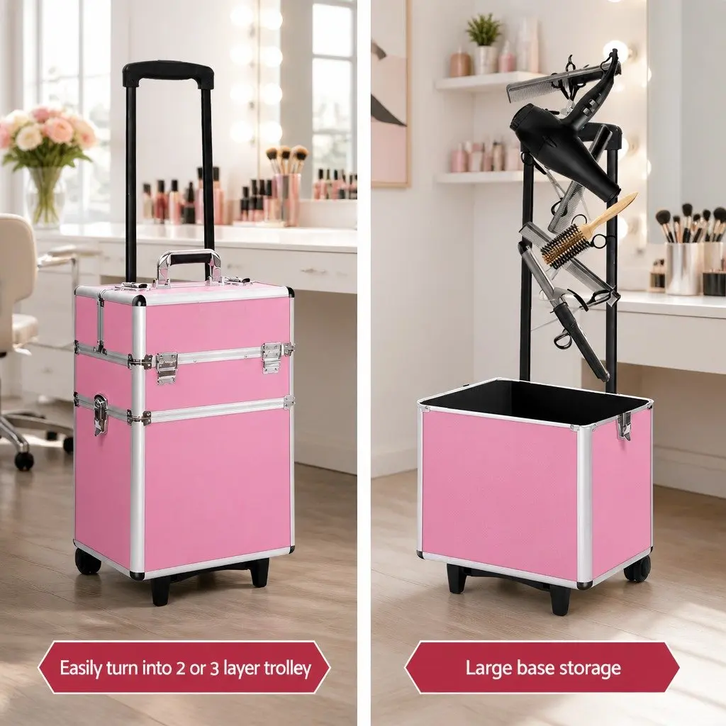Makeup Trolley with Velvet Lining and Wheels