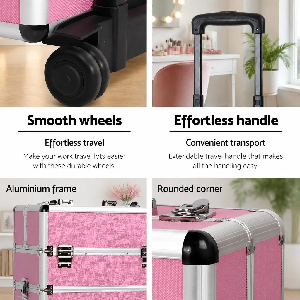 Makeup Trolley with Velvet Lining and Wheels