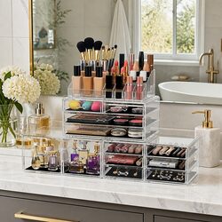 Stylish Acrylic Makeup Organizer with 12 Drawers