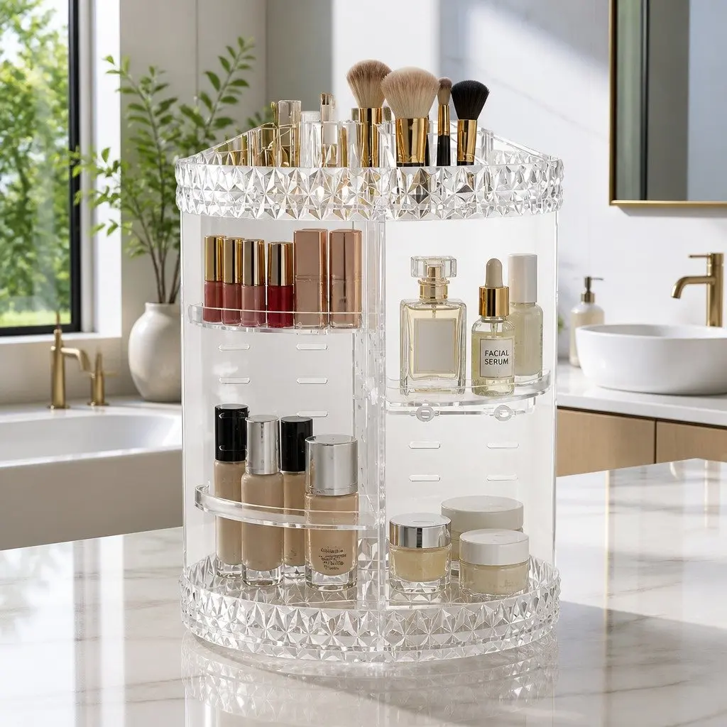 Acrylic Rotating Makeup Organizer for Easy Access